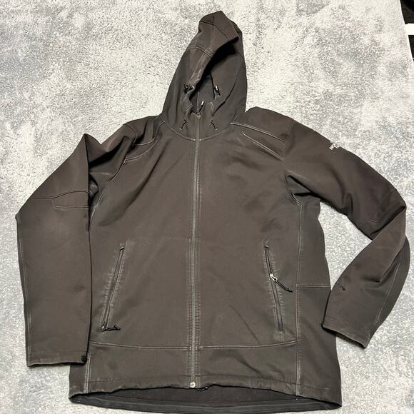 The North Face Apex Jacket Mens Large Black Full Zip Softshell Outdoor Hooded ** - Picture 1 of 12